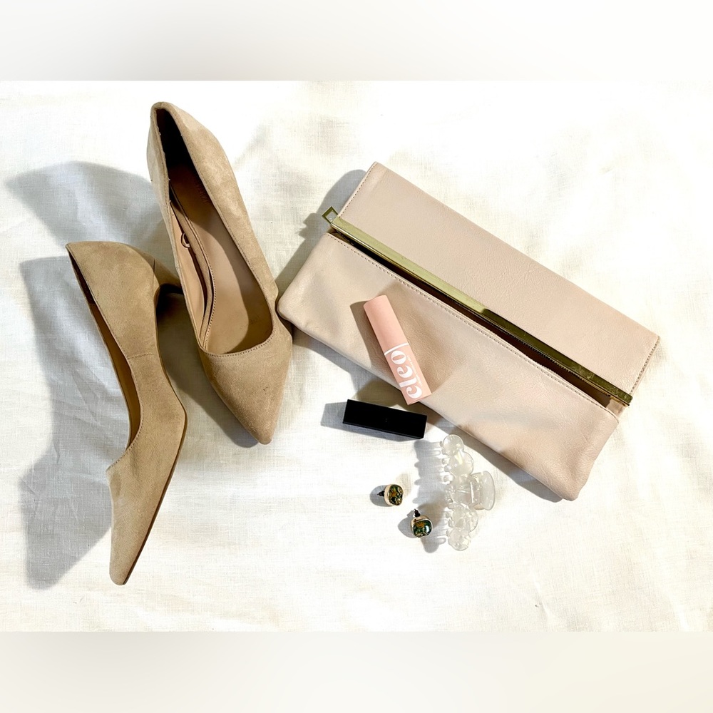 Large nude ASOS clutch